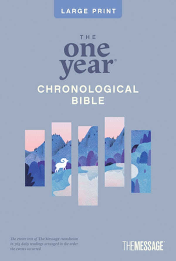 Cover image for The One Year Chronological Bible the Message, Large Print Thinline Edition (Softcover), isbn: 9781641588317