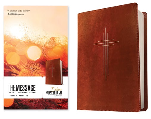 Cover image for The Message Deluxe Gift Bible (Leather-Look, Dark Brown Gold Cross), isbn: 9781641589468