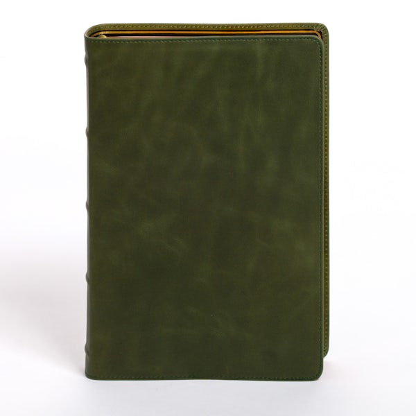Cover image for KJV Giant Print Bible, Holman Handcrafted Collection, Marbled Olive Premium Calfskin, isbn: 9798384518426