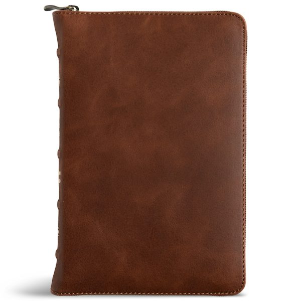 Cover image for CSB Personal Size Bible, Holman Handcrafted Collection, Zipper Closure, Marbled Tan Premium Calfskin, isbn: 9798384546214