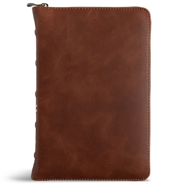 Cover image for CSB Personal Size Bible, Holman Handcrafted Collection, Zipper Closure, Marbled Tan Premium Calfskin, isbn: 9798384546214