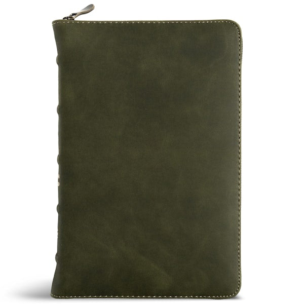 Cover image for CSB Personal Size Bible, Holman Handcrafted Collection, Zipper Closure, Marbled Olive Premium Calfskin, isbn: 9798384546221