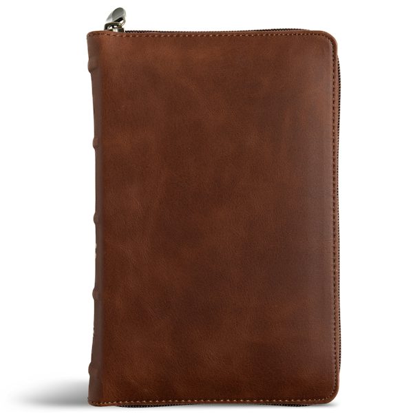 Cover image for CSB Single-Column Compact Bible, Holman Handcrafted Collection, Zipper Closure, Marbled Tan Premium Calfskin, isbn: 9798384546238