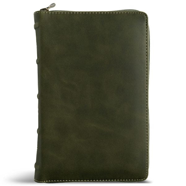 Cover image for CSB Single-Column Compact Bible, Holman Handcrafted Collection, Zipper Closure, Marbled Olive Premium Calfskin, isbn: 9798384546245