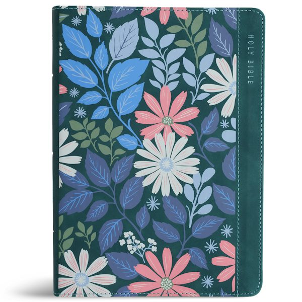 Cover image for NASB Notetaking Bible, Large Print Edition, Teal Floral Leathertouch, isbn: 9798384552901