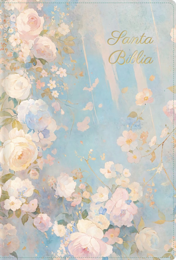 Cover image for Rvr 1960 Letra Grande Tama�o Manual, Edici�n Especial, Celeste Floreado, S�mil Piel, isbn: 9798384555452