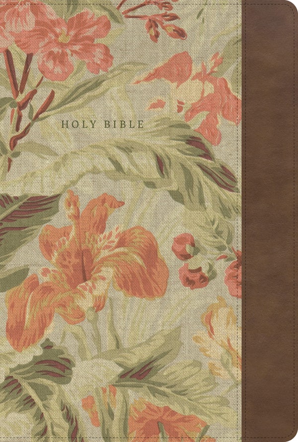 Cover image for NASB Notetaking Bible, Large Print, Brown Floral Leathertouch, Zipper Edition, isbn: 9798384562085