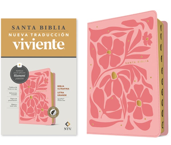 Cover image for Biblia Ultrafina Ntv, Letra Grande Con Filament (Sentipiel, Flores Rosa, �ndice, Letra Roja), isbn: 9798400501173