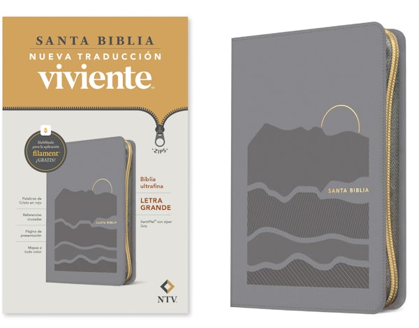 Cover image for Biblia Ultrafina Ntv, Letra Grande de Z�per Con Filament (Sentipiel, Gris, Letra Roja), isbn: 9798400501227