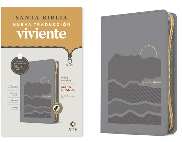Cover image for Biblia Ultrafina Ntv, Letra Grande de Z�per Con Filament (Sentipiel, Gris, �ndice, Letra Roja), isbn: 9798400501234