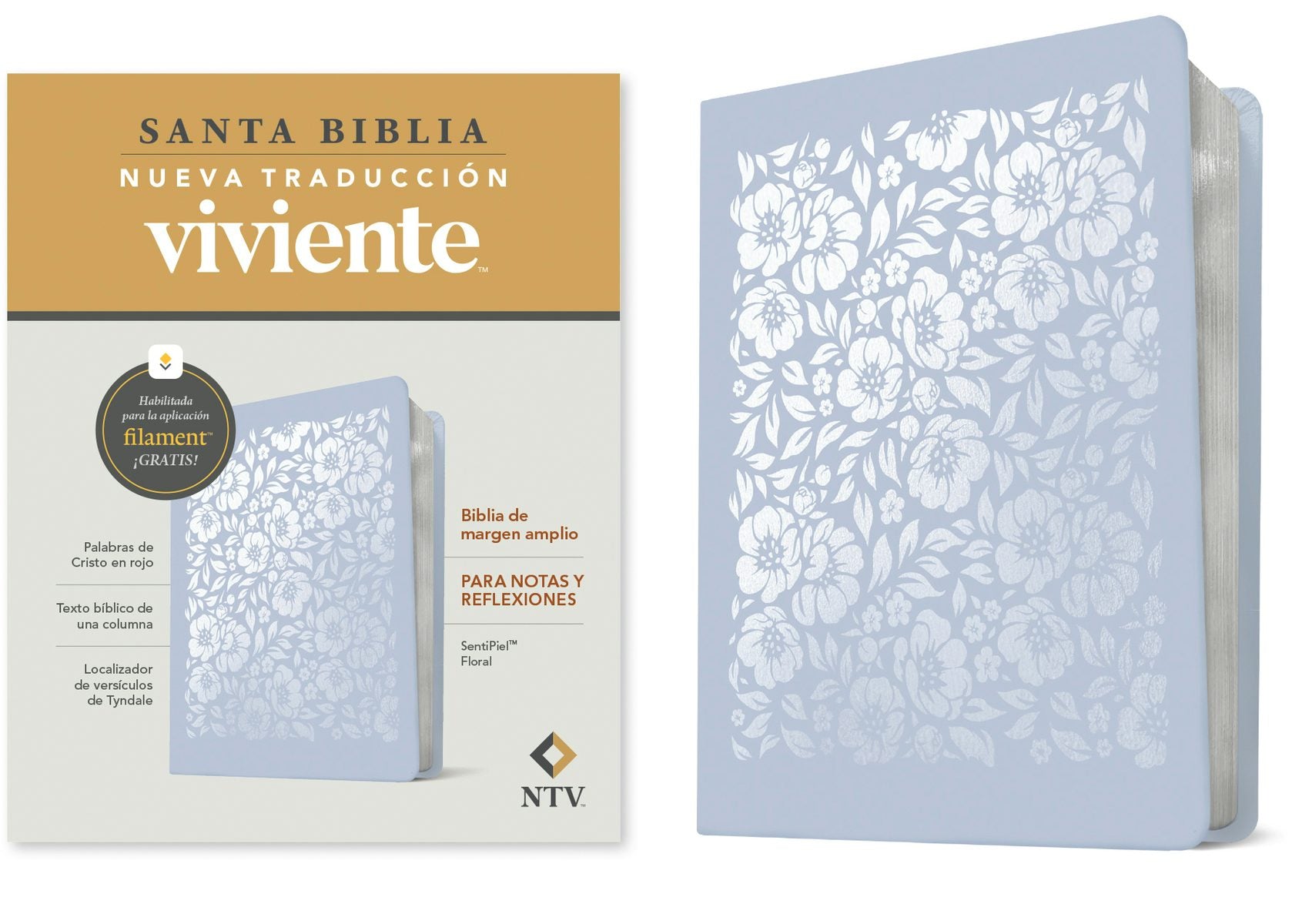 Cover image for Biblia de Margen Amplio Ntv Con Filament (Sentipiel, Floral, Letra Roja), isbn: 9798400505591