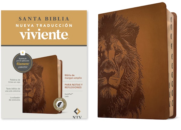 Cover image for Biblia de Margen Amplio Ntv Con Filament (Sentipiel, Le�n, �ndice, Letra Roja), isbn: 9798400505621