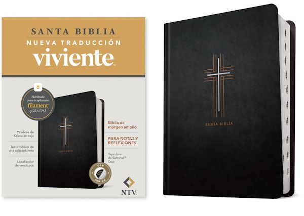 Cover image for Biblia de Margen Amplio Ntv Con Filament (Tapa Dura de Sentipiel, Cruz, �ndice, Letra Roja), isbn: 9798400505645
