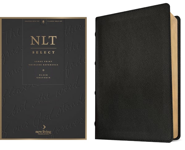 Cover image for NLT Select Large Print Thinline Reference Bible, Filament Enabled (Goatskin Leather, Black, Red Letter), isbn: 9798400506543