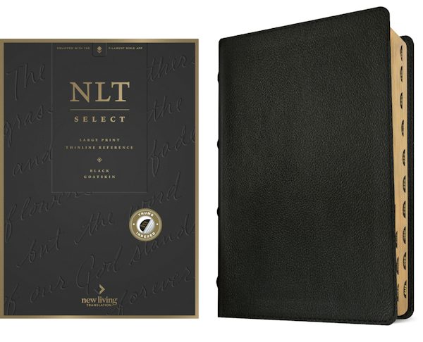 Cover image for NLT Select Large Print Thinline Reference Bible, Filament Enabled (Goatskin Leather, Black, Indexed, Red Letter), isbn: 9798400506550