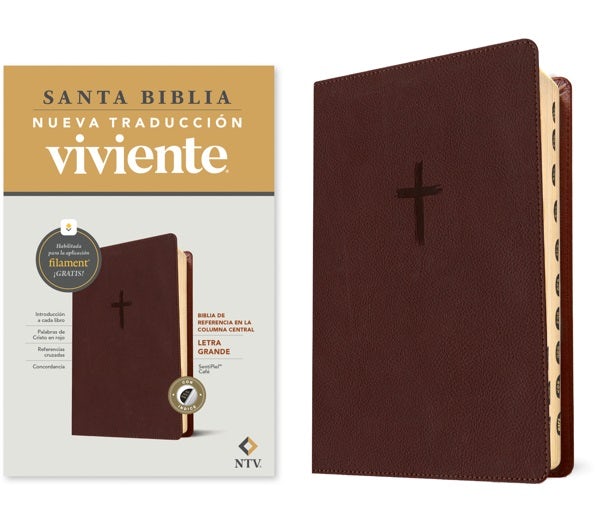Cover image for Biblia de Referencia En La Columna Central Ntv, Letra Grande Con Filament (Sentipiel, Café, Índice, Letra Roja), isbn: 9798400506826