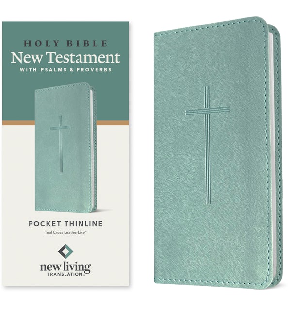 Cover image for NLT Pocket Thinline New Testament with Psalms and Proverbs (Leatherlike, Teal Cross), isbn: 9798400509148