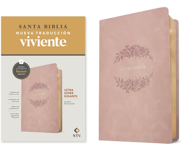 Cover image for Biblia Letra S�per Gigante Ntv, Con Filament (Sentipiel, Rosado P�lido, Letra Roja), isbn: 9798400511172