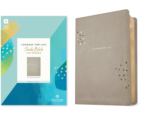 Cover image for NLT Courage for Life Study Bible for Women, Filament Enabled (Leatherlike, Steel Gray, Red Letter), isbn: 9798400513602