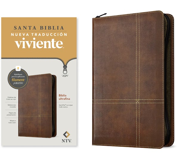 Cover image for Biblia Ultrafina Ntv de Z�per, Con Filament (Sentipiel, Caf� R�stico, Letra Roja), isbn: 9798400513800