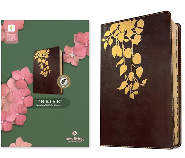 Cover image for NLT Thrive Devotional Bible for Women, Filament Enabled (Leatherlike, Cascade Deep Brown, Indexed), isbn: 9798400515668