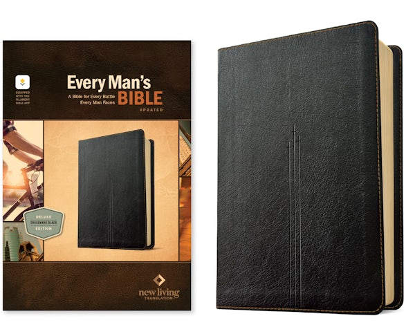 Cover image for NLT Every Man's Bible, Filament Enabled (Leatherlike, Crossmark Black, Red Letter), isbn: 9798400518607
