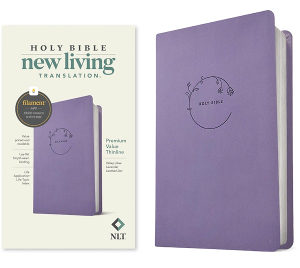 Cover image for NLT Premium Value Thinline Bible, Filament Enabled (Leatherlike, Valley Lilies Lavender), isbn: 9798400518621