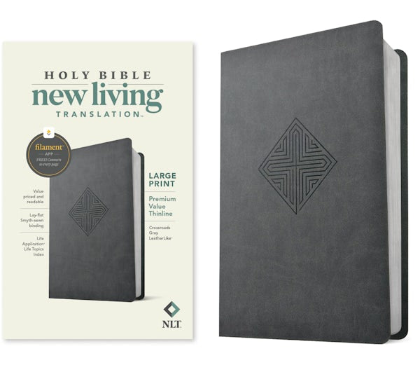 Cover image for NLT Large Print Premium Value Thinline Bible, Filament Enabled (Leatherlike, Crossroads Gray), isbn: 9798400518638