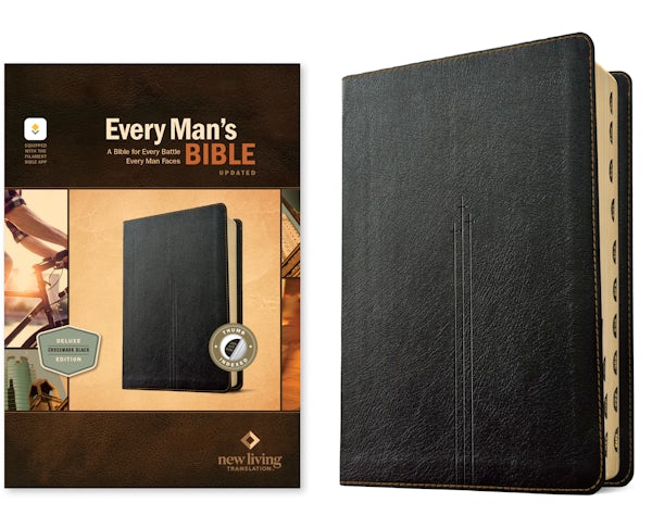 Cover image for NLT Every Man's Bible, Filament Enabled (Leatherlike, Crossmark Black, Indexed, Red Letter), isbn: 9798400519567