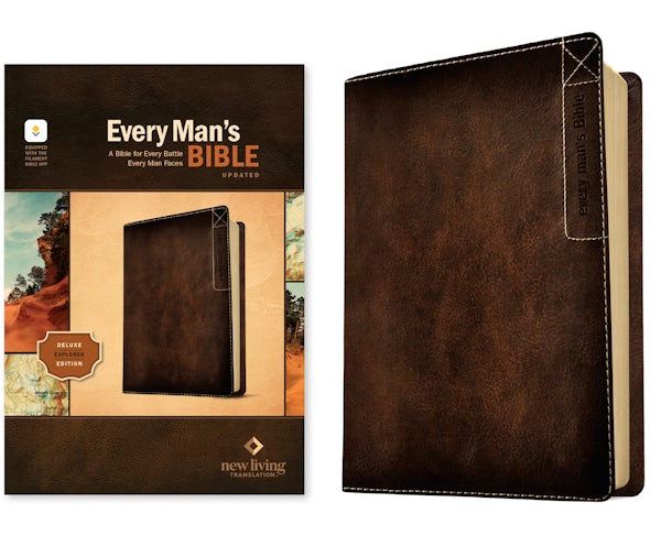Cover image for NLT Every Man's Bible, Filament Enabled, Deluxe Explorer Edition (Leatherlike, Brown, Red Letter), isbn: 9798400519598