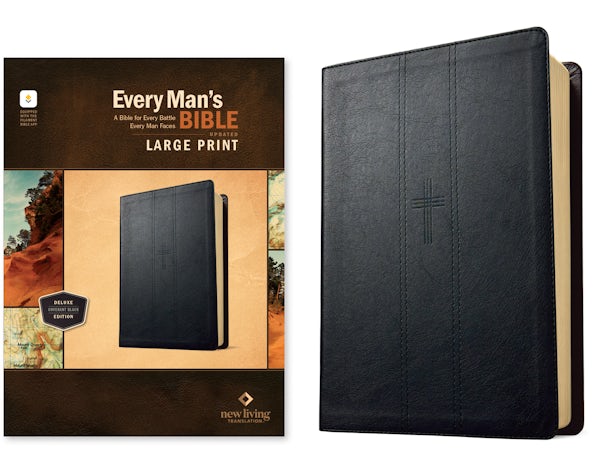 Cover image for NLT Every Man's Bible, Large Print, Filament Enabled (Leatherlike, Covenant Black, Red Letter), isbn: 9798400519642