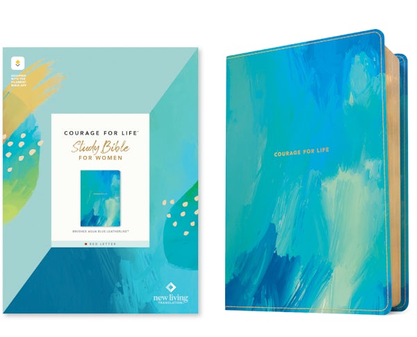 Cover image for NLT Courage for Life Study Bible for Women, Filament Enabled (Leatherlike, Brushed Aqua Blue, Red Letter), isbn: 9798400522666