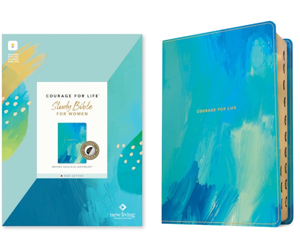 Cover image for NLT Courage for Life Study Bible for Women, Filament Enabled (Leatherlike, Brushed Aqua Blue, Indexed, Red Letter), isbn: 9798400522673
