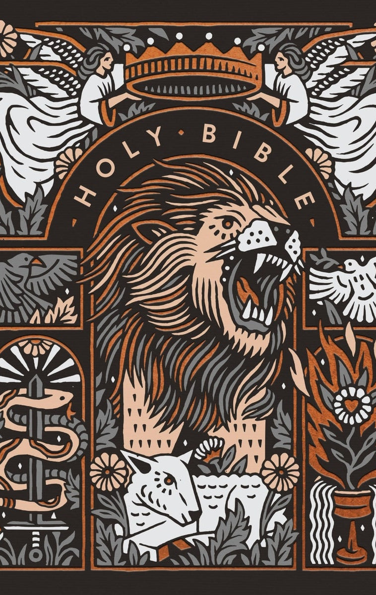 Cover image for ESV Single Column Journaling Bible, Artist Series, Red Letter (Hardcover, Joshua Noom, the Lion and the Lamb), isbn: 9798874901387