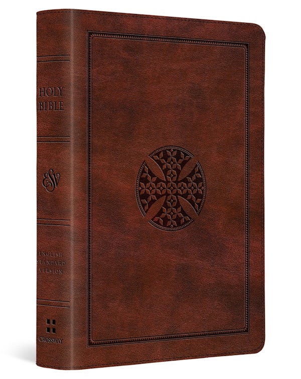 Cover image for ESV Large Print Compact Bible, Red Letter (Trutone, Brown, Mosaic Cross Design), isbn: 9798874902988
