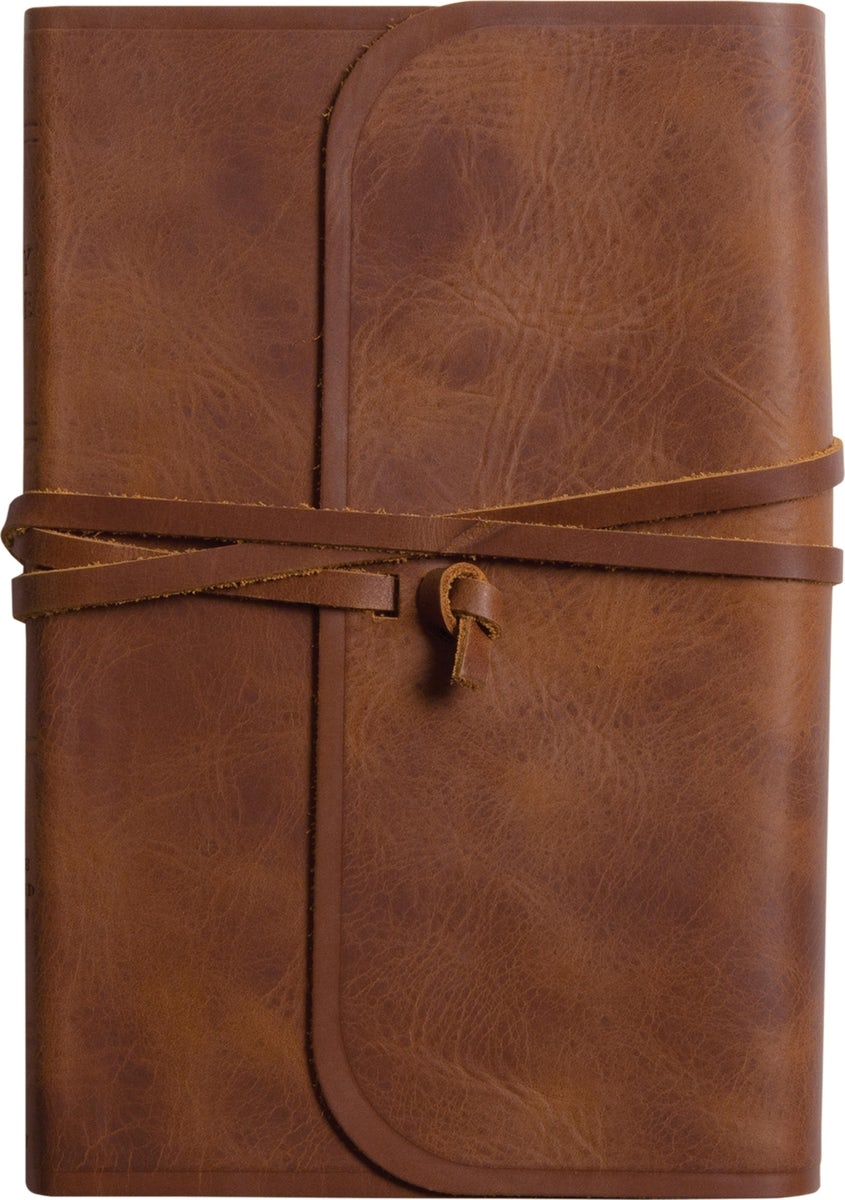 Cover image for ESV Thinline Bible, Red Letter (Natural Leather, Brown, Flap with Strap), isbn: 9798874903596