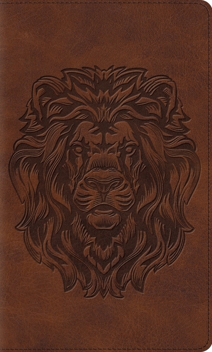 Cover image for ESV Thinline Bible, Red Letter (Trutone, Brown, Royal Lion Design), isbn: 9798874903619