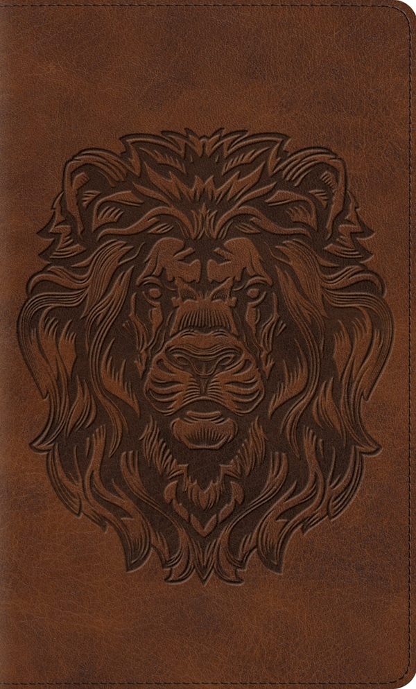 Cover image for ESV Thinline Bible, Red Letter (Trutone, Brown, Royal Lion Design), isbn: 9798874903619