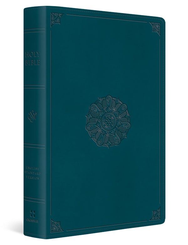 Cover image for ESV Giant Print Thinline Bible, Red Letter (Trutone, Deep Teal, Emblem Design), isbn: 9798874906306