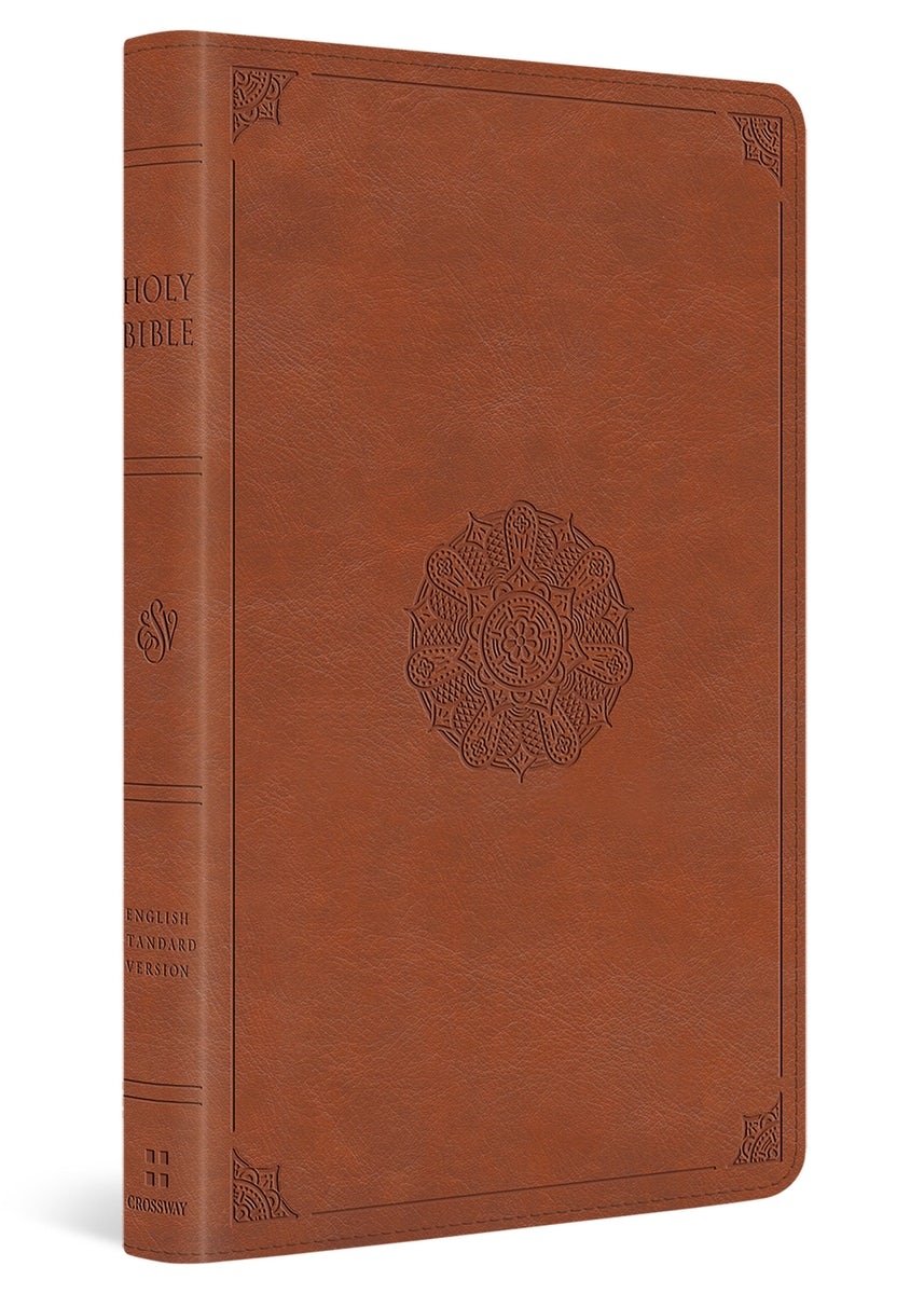 Cover image for ESV Large Print Thinline Bible (Trutone, English Saddle, Emblem Design), isbn: 9798874906733