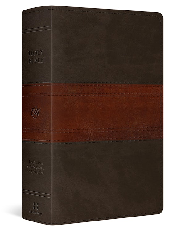 Cover image for ESV Large Print Personal Size Bible, Red Letter, Thumb Indexed (Trutone, Forest/Tan, Trail Design), isbn: 9798874908959