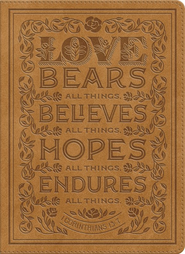 Cover image for ESV Single Column Journaling Bible (Trutone, Nubuck Caramel, 1 Corinthians 13:7 Design), isbn: 9798874911409