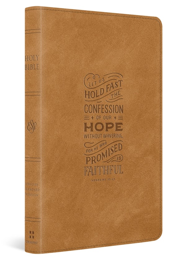 Cover image for ESV Thinline Bible, Red Letter (Trutone, Nubuck Caramel, Hebrews 10:23 Design), isbn: 9798874911430