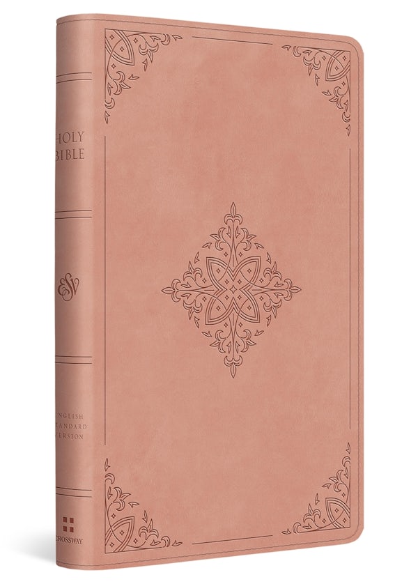 Cover image for ESV Large Print Thinline Reference Bible, Red Letter (Trutone, Blush Rose, Fleur-De-Lis Design), isbn: 9798874912857