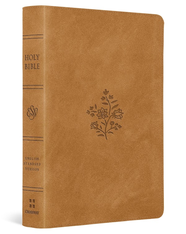 Cover image for ESV Large Print Compact Bible, Red Letter (Trutone, Nubuck Caramel, Wildflower Design), isbn: 9798874914592