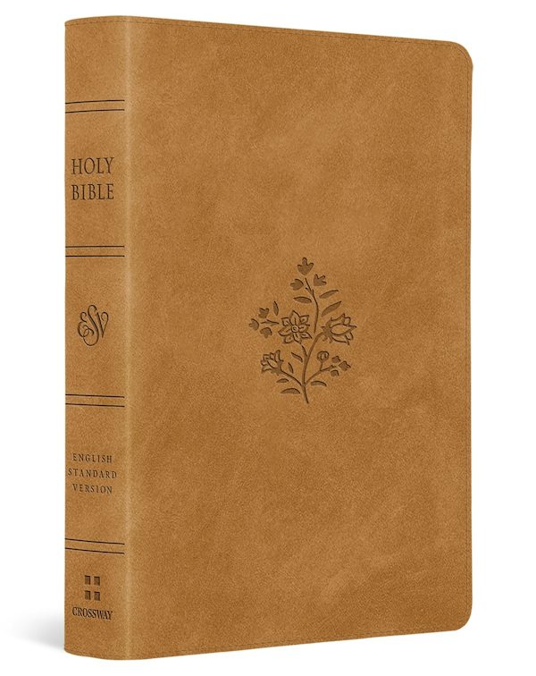 Cover image for ESV Large Print Compact Bible, Red Letter (Trutone, Nubuck Caramel, Wildflower Design), isbn: 9798874914592