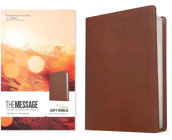 Cover image for The Message Deluxe Gift Bible (Leather-Look, Chestnut Brown), isbn: 9798898022440