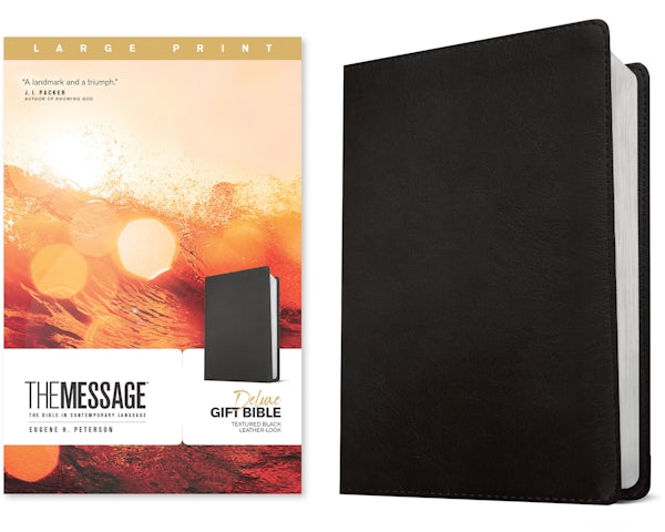 Cover image for The Message Deluxe Gift Bible, Large Print (Leather-Look, Textured Black), isbn: 9798898022457