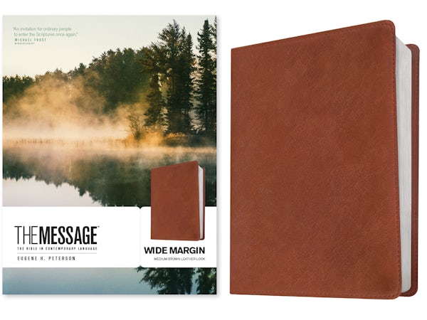 Cover image for The Message Wide Margin Bible (Leather-Look, Medium Brown), isbn: 9798898022525