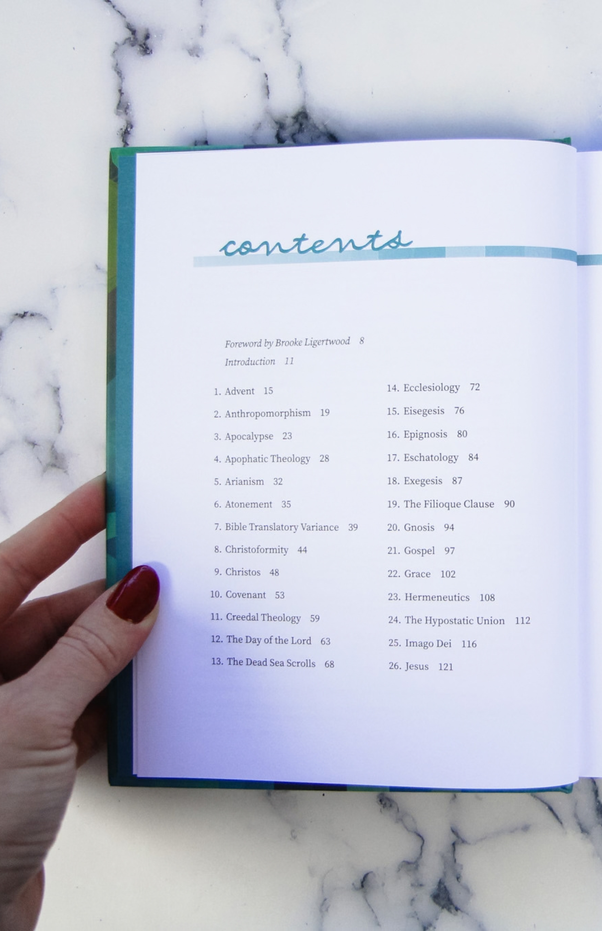 Interior image of the Table of Contents for "Theology for the Rest of Us."